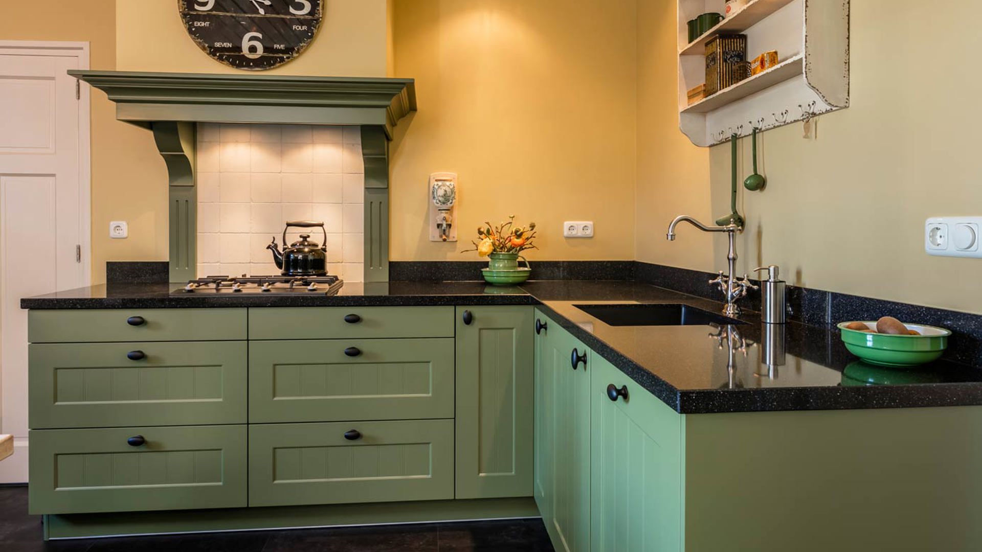 Groen gele keuken kleuren