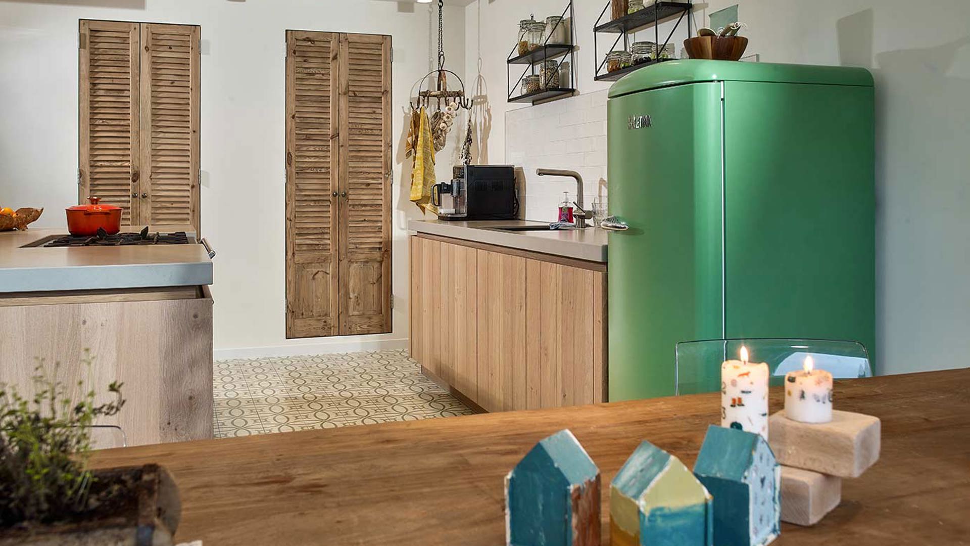 Kleur in je keuken, groene koelkast