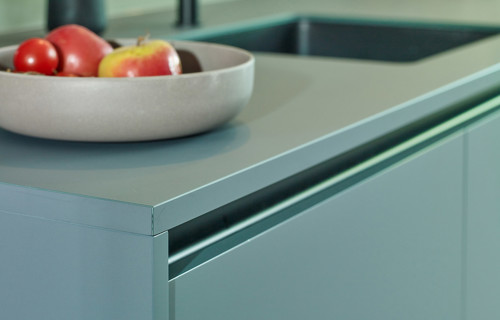 Moderne groene keuken, ultra mat fenix