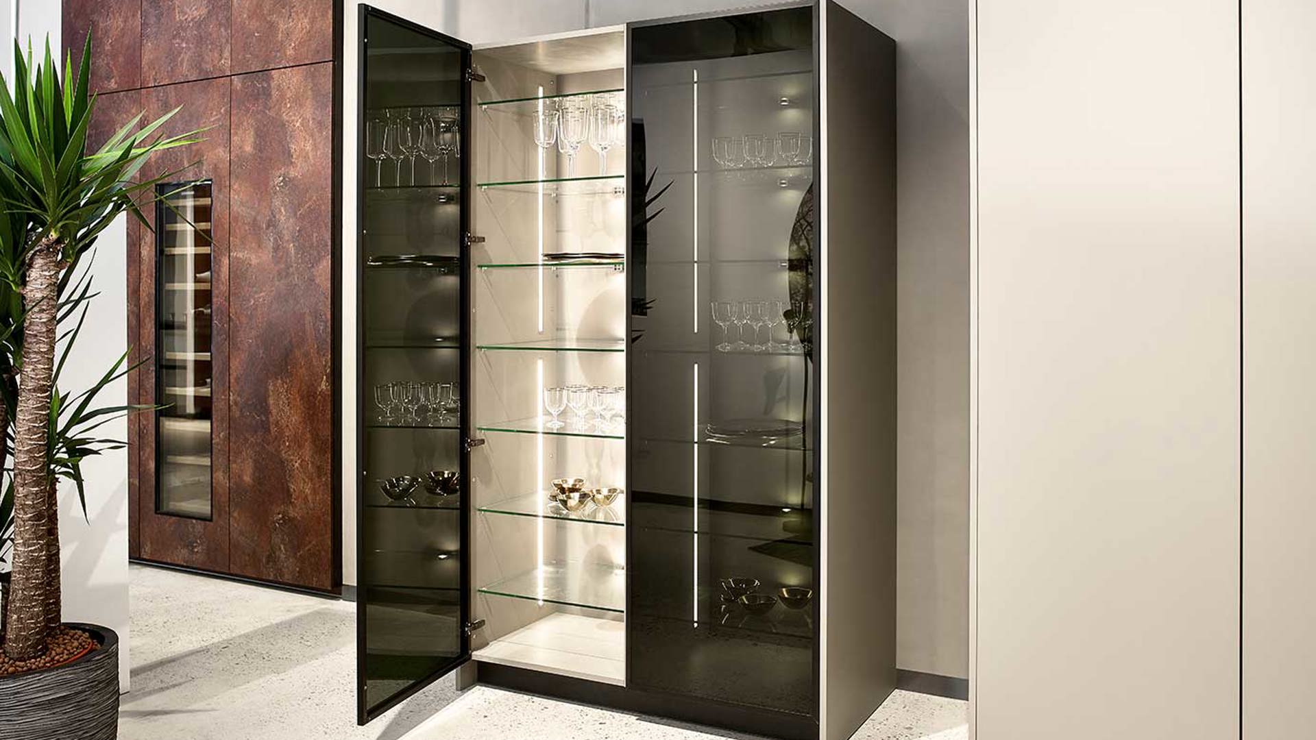 Luxe design keukenkasten met rookglas