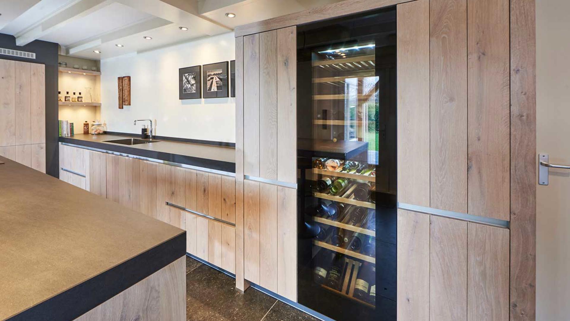 Houten keuken greeploos