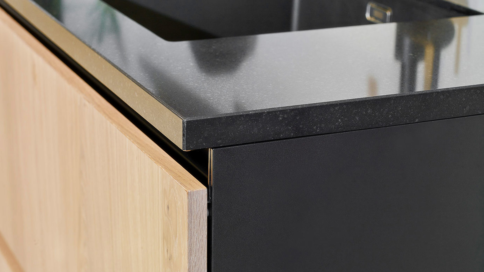 Goedkope houten keuken, composiet werkblad