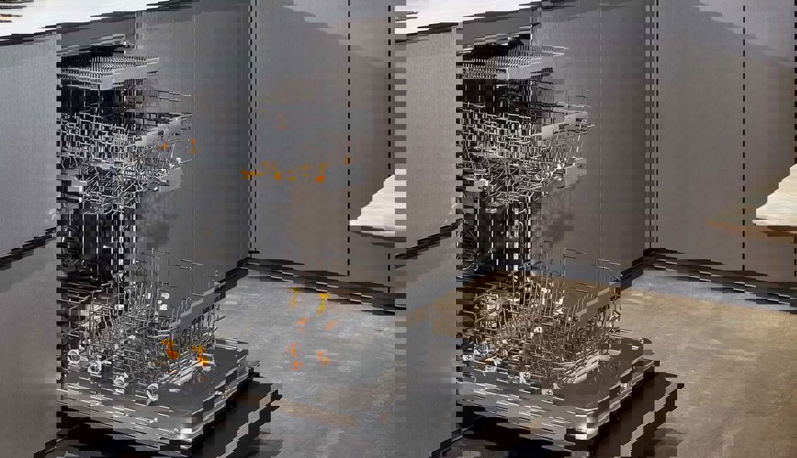 Modern antraciete keuken, vaatwasser