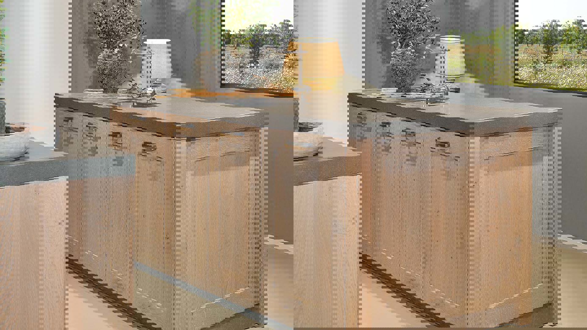 Massief eiken keuken, eiland