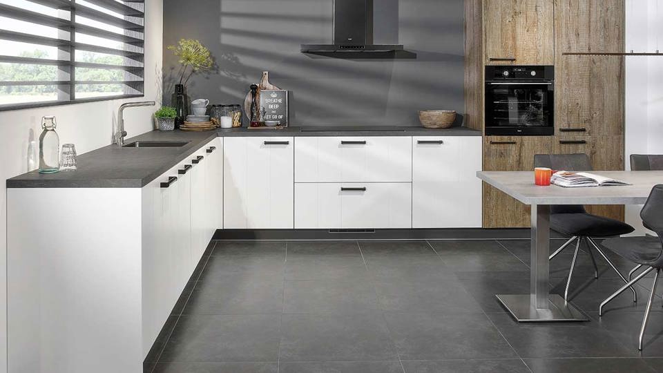 Keuken hout met wit