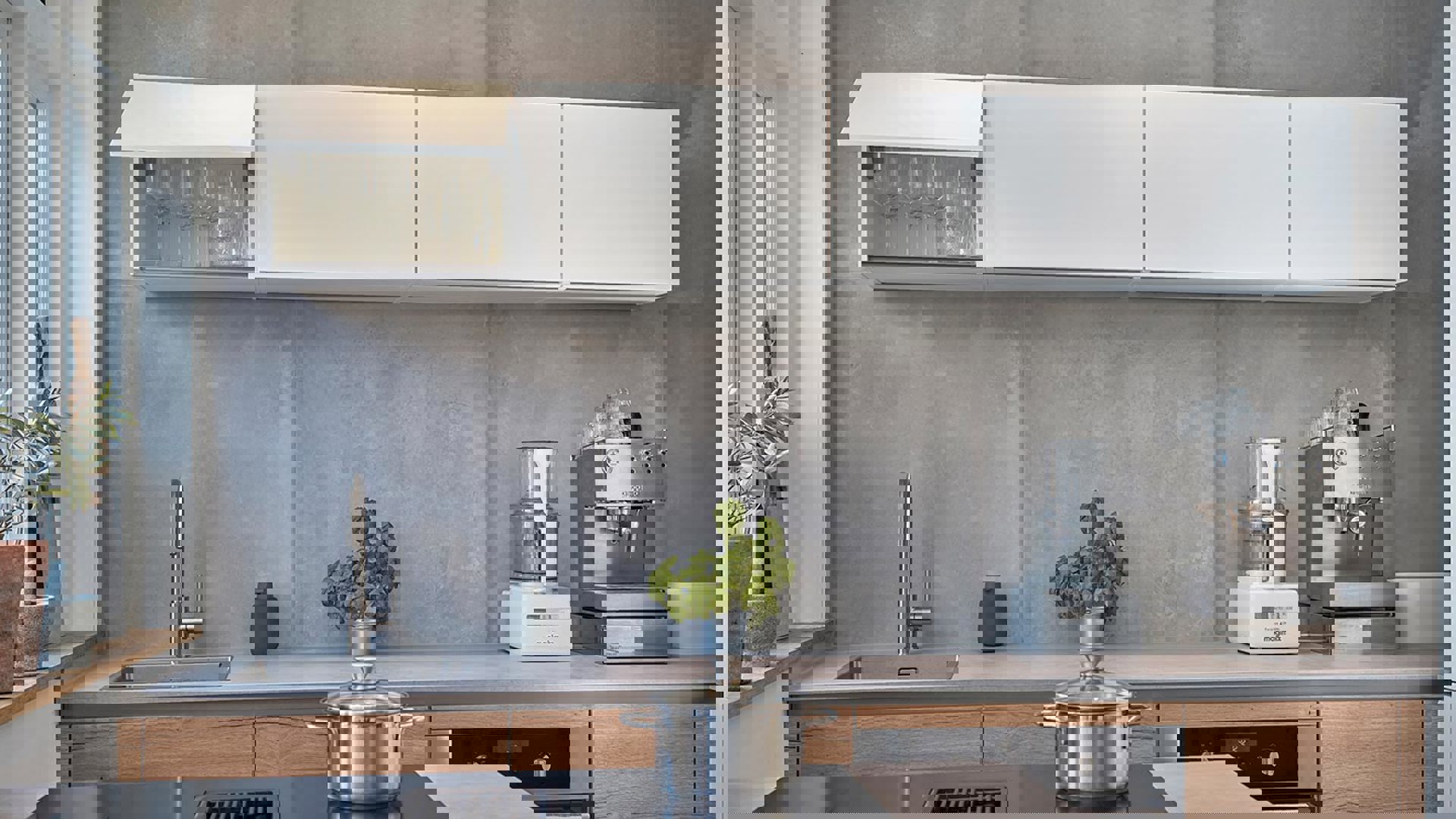 Keuken mat wit met beton