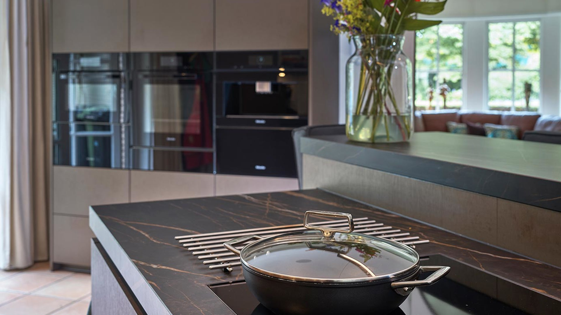 Design keuken met eiland Bussum, inductiekookplaat