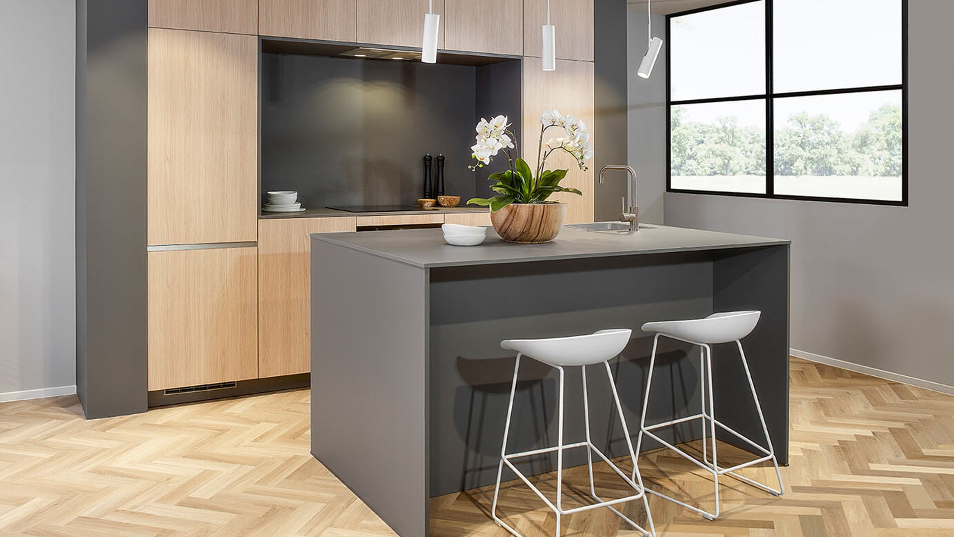 Duurzame houten keuken met eiland