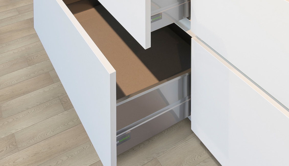 Greeploze witte rechte keuken met lades